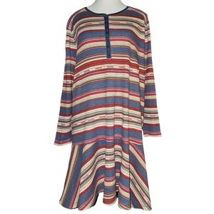 Ralph Lauren LRL Plus Knit Henley Dress Southwestern Stripe Drop Waist Boho 1X
